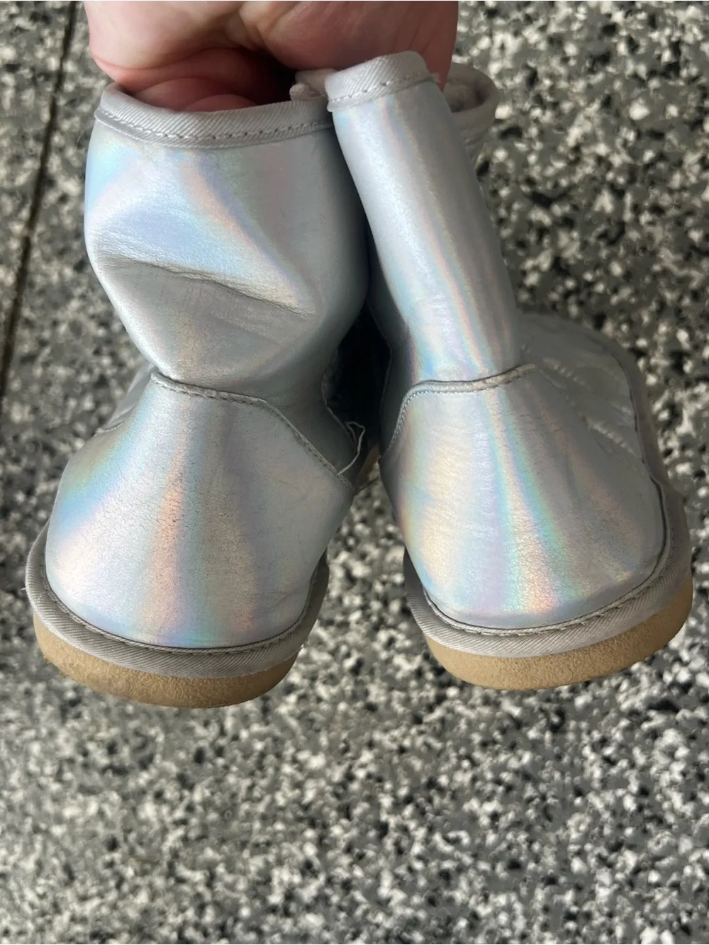 Children's Place Silver Quilted Star Winter Boots Size 6 Youth